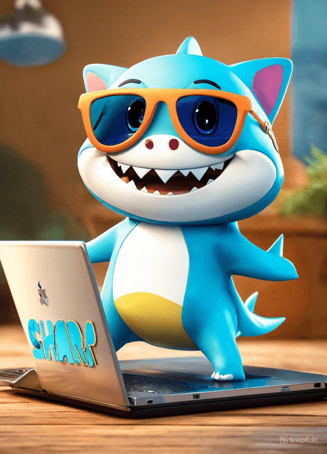 baby shark sur un pc portable